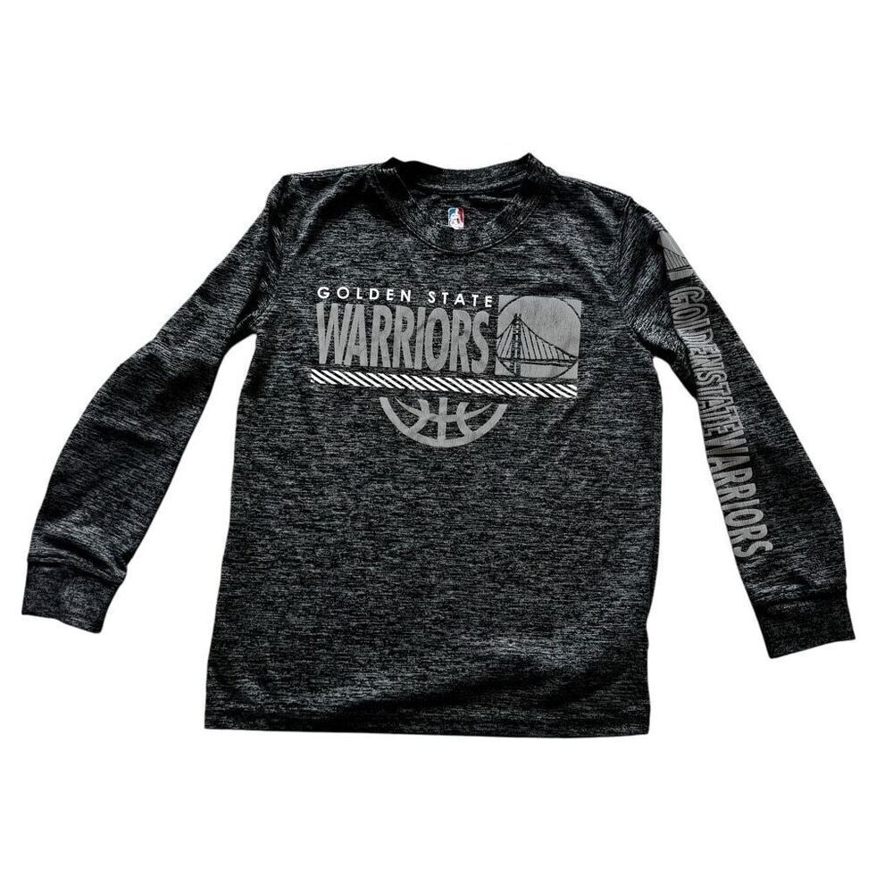 NBA Golden State Warriors Kids Youth Black Grey Heather  Shirt Sz S (8) #2360